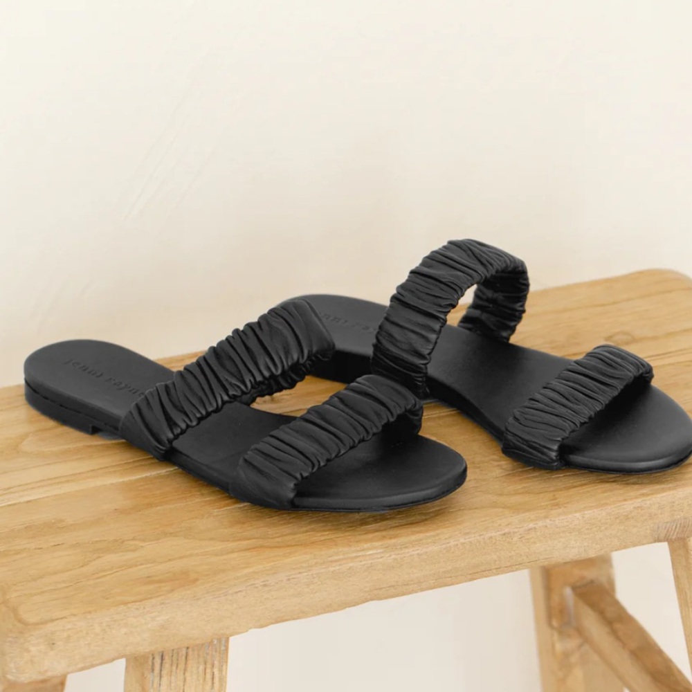 Jenni Kayne Dune leather ruched 2 strap sandals EU39 US9